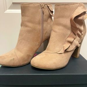 Blush pink heeled boots